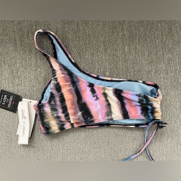NWT Salt Cove Salt Cove Juniors Tie-Dyed One-Shoulder Bikini Top Evening Paradis - Picture 3 of 3